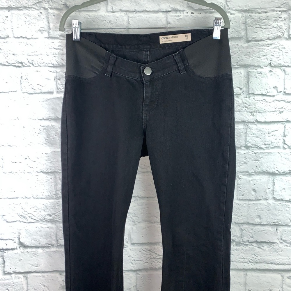 Asos Raw Hem Black Denim Maternity Jeans 6 - Picture 2 of 8